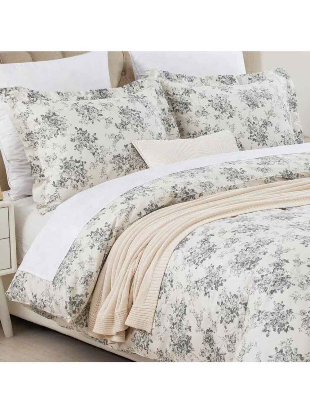 DAUAOTO cal king Duvet Cover Set, 100% Cotton Printed Bedding Toile Rose Floral